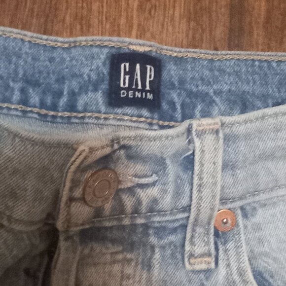 Gap Jeans Women's 4 / 27 Light Wash Cheeky Straight High Rise Distressed - Picture 3 of 4